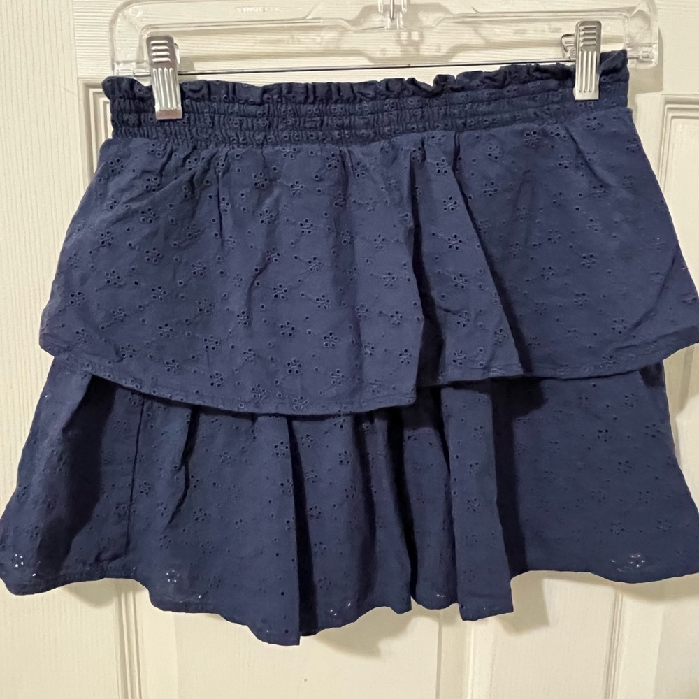 Girls Navy Blue Eyelet Skort